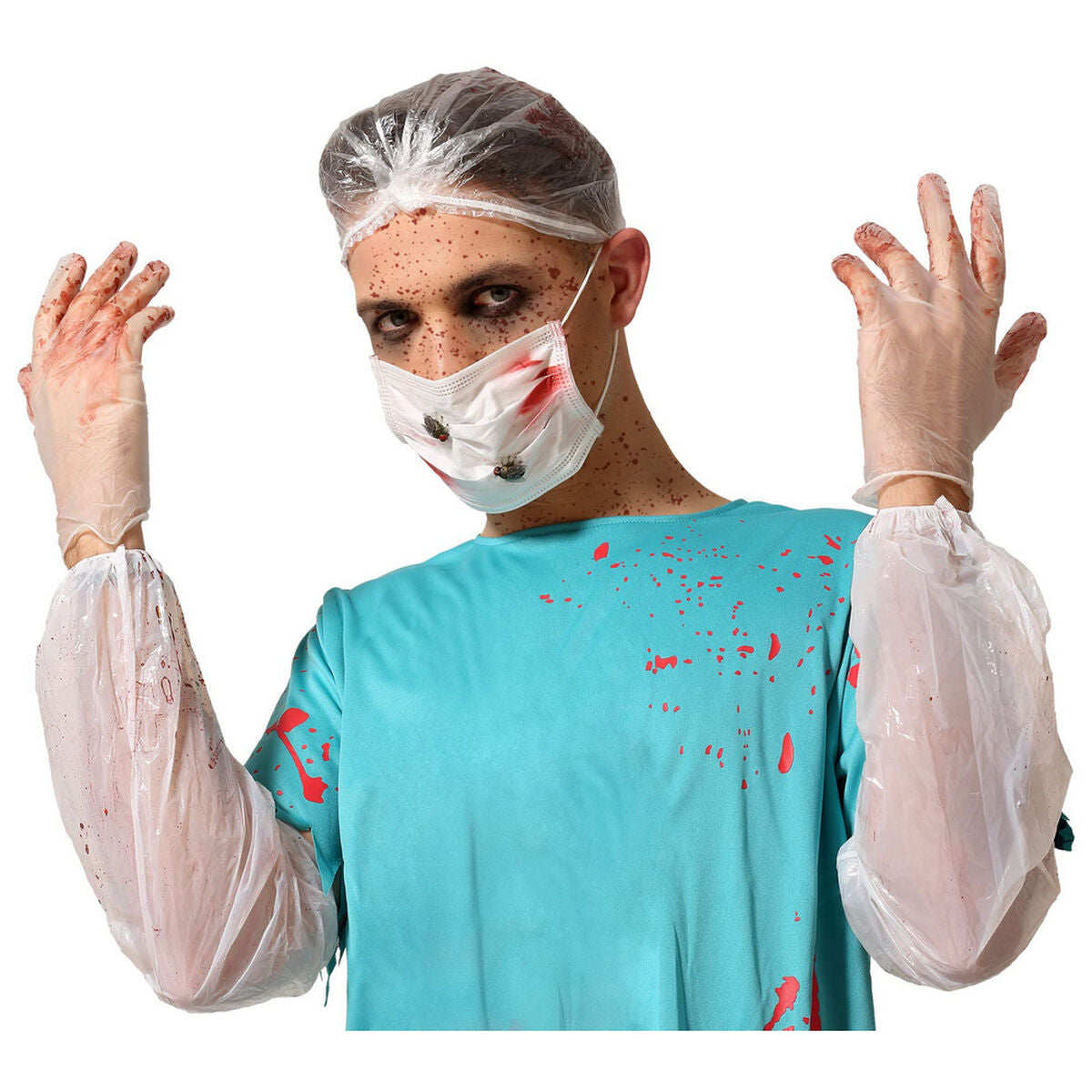 Kostüm für Erwachsene Set Blutiger Arzt Halloween Weiß Kunststoff (Einheitsgröße)