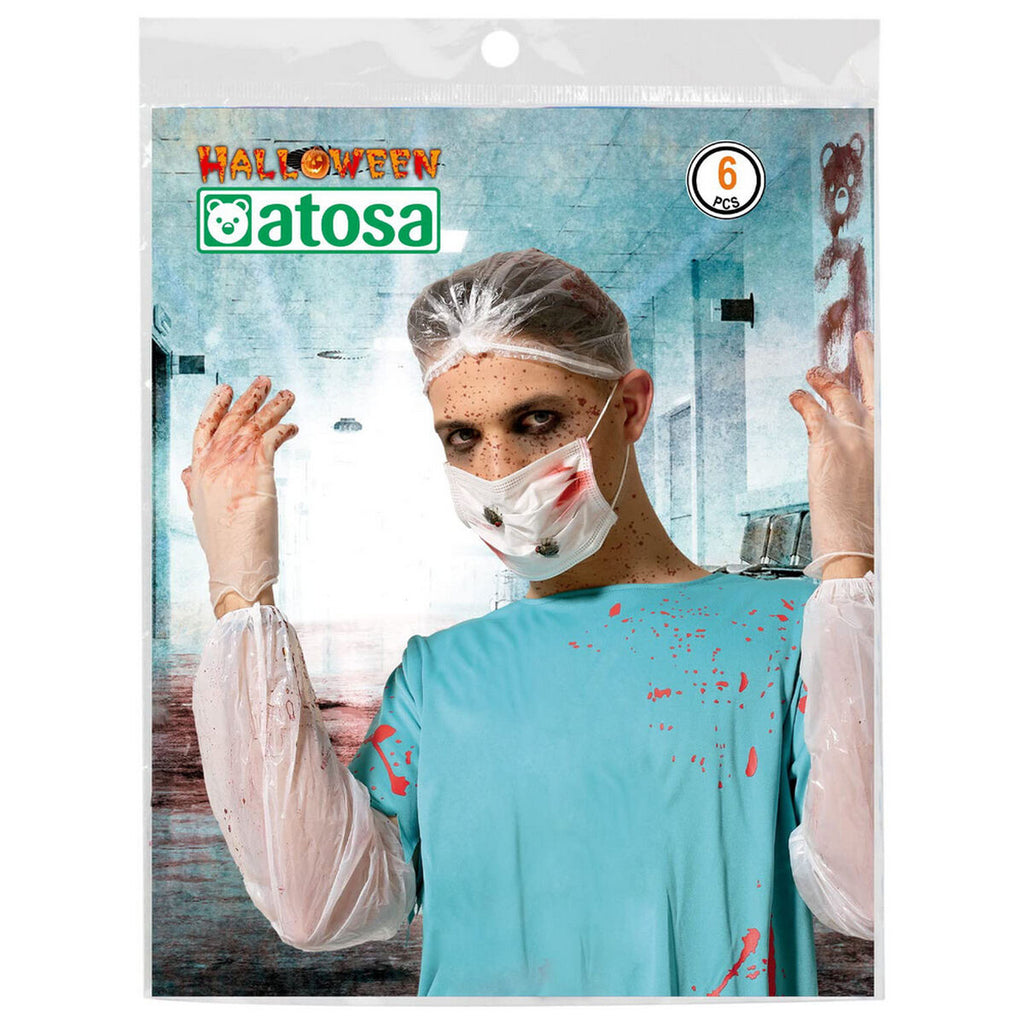 Kostüm für Erwachsene Set Blutiger Arzt Halloween Weiß Kunststoff (Einheitsgröße)