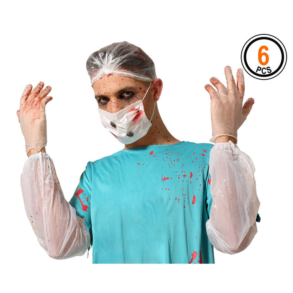 Kostüm für Erwachsene Set Blutiger Arzt Halloween Weiß Kunststoff (Einheitsgröße)