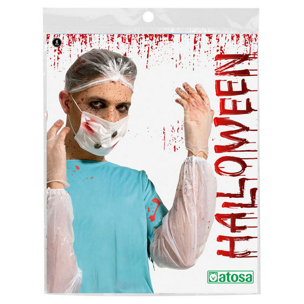 Kostüm für Erwachsene Set Blutiger Arzt Halloween Weiß Kunststoff (Einheitsgröße)