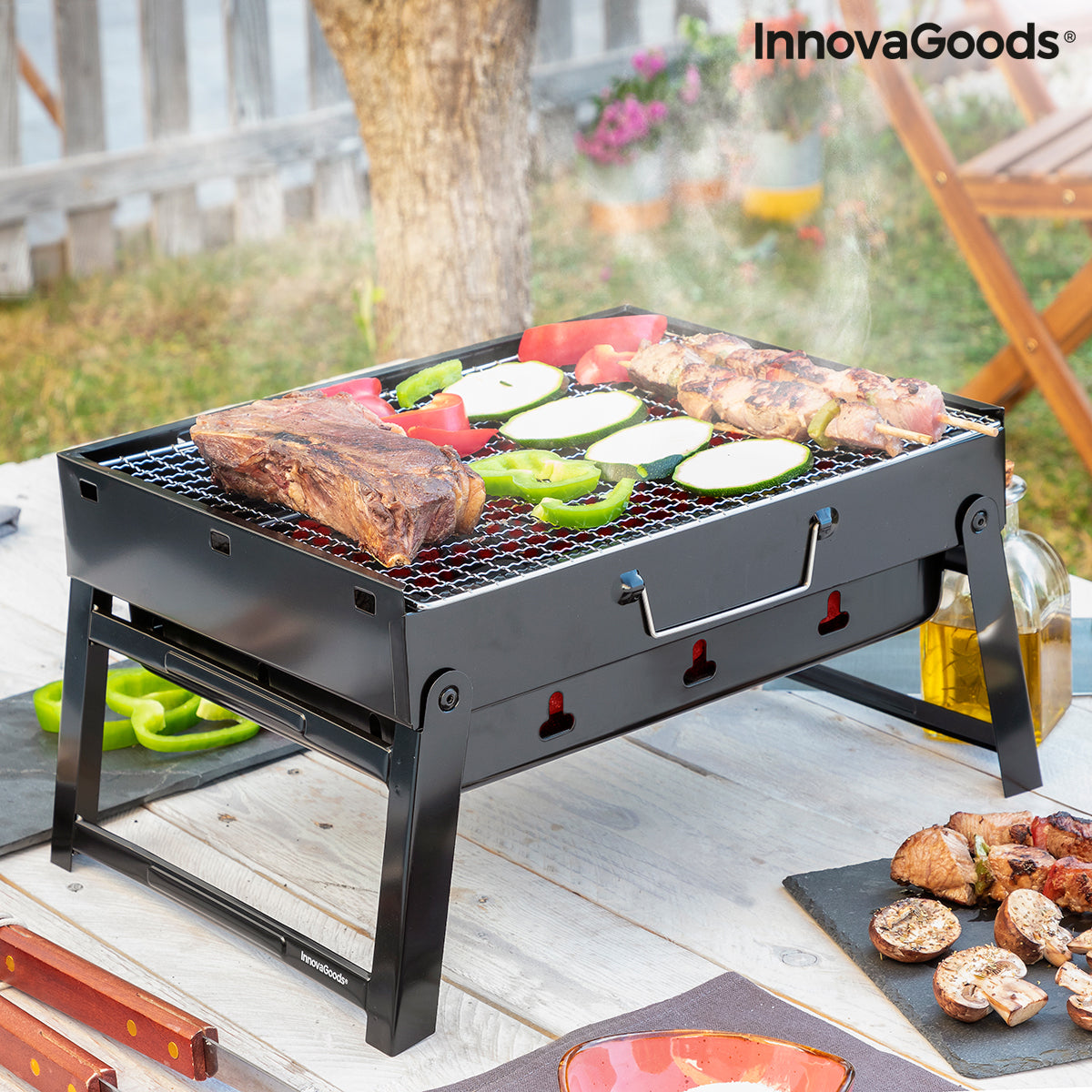 Faltbarer tragbarer Holzkohlegrill BearBQ InnovaGoods