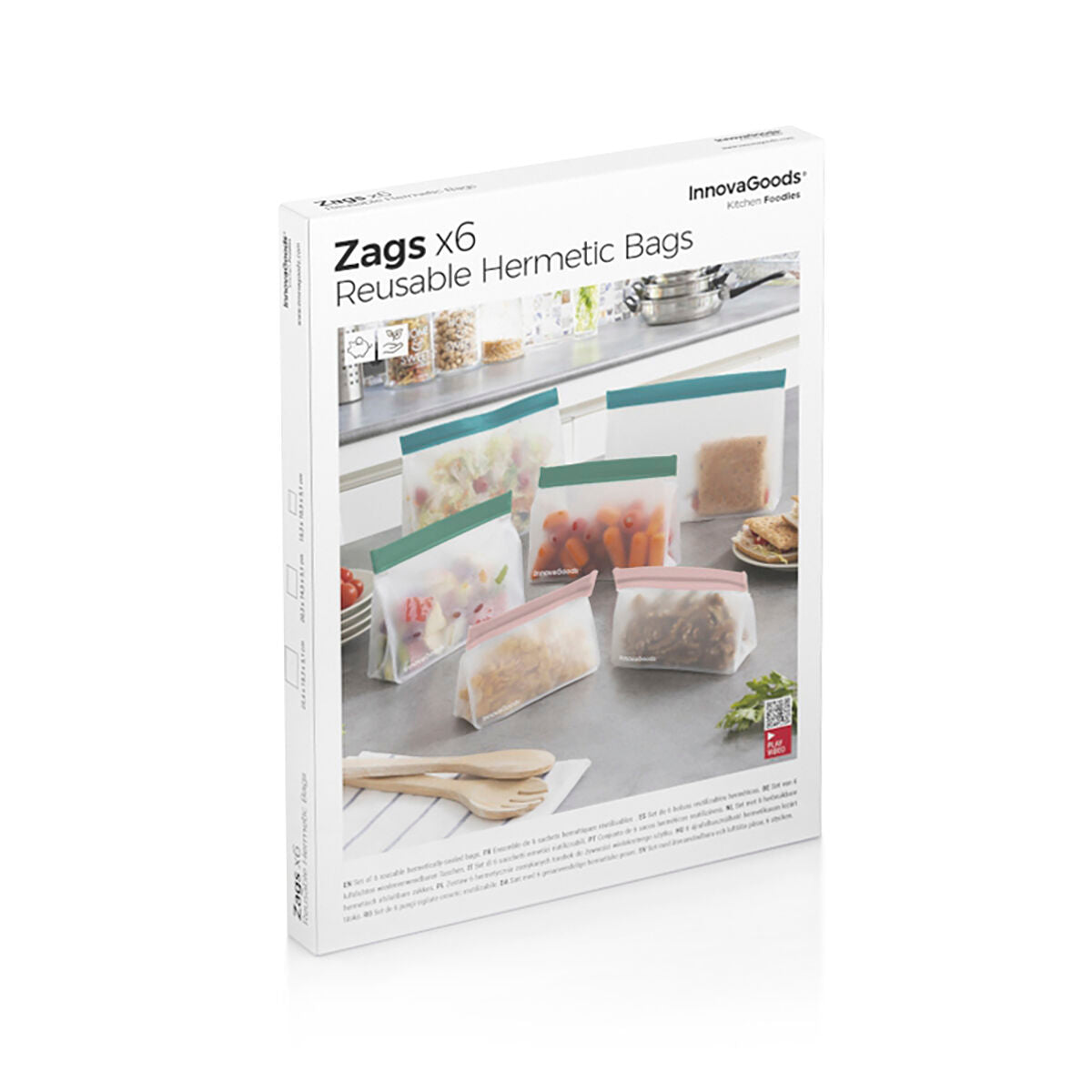 Set wiederverwendbarer luftdicht verschließbarer Beutel Zags InnovaGoods 6 Stück