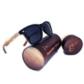 Zebrawood-Sonnenbrille, Stars and Bars mit Holz-Etui, polarisiert