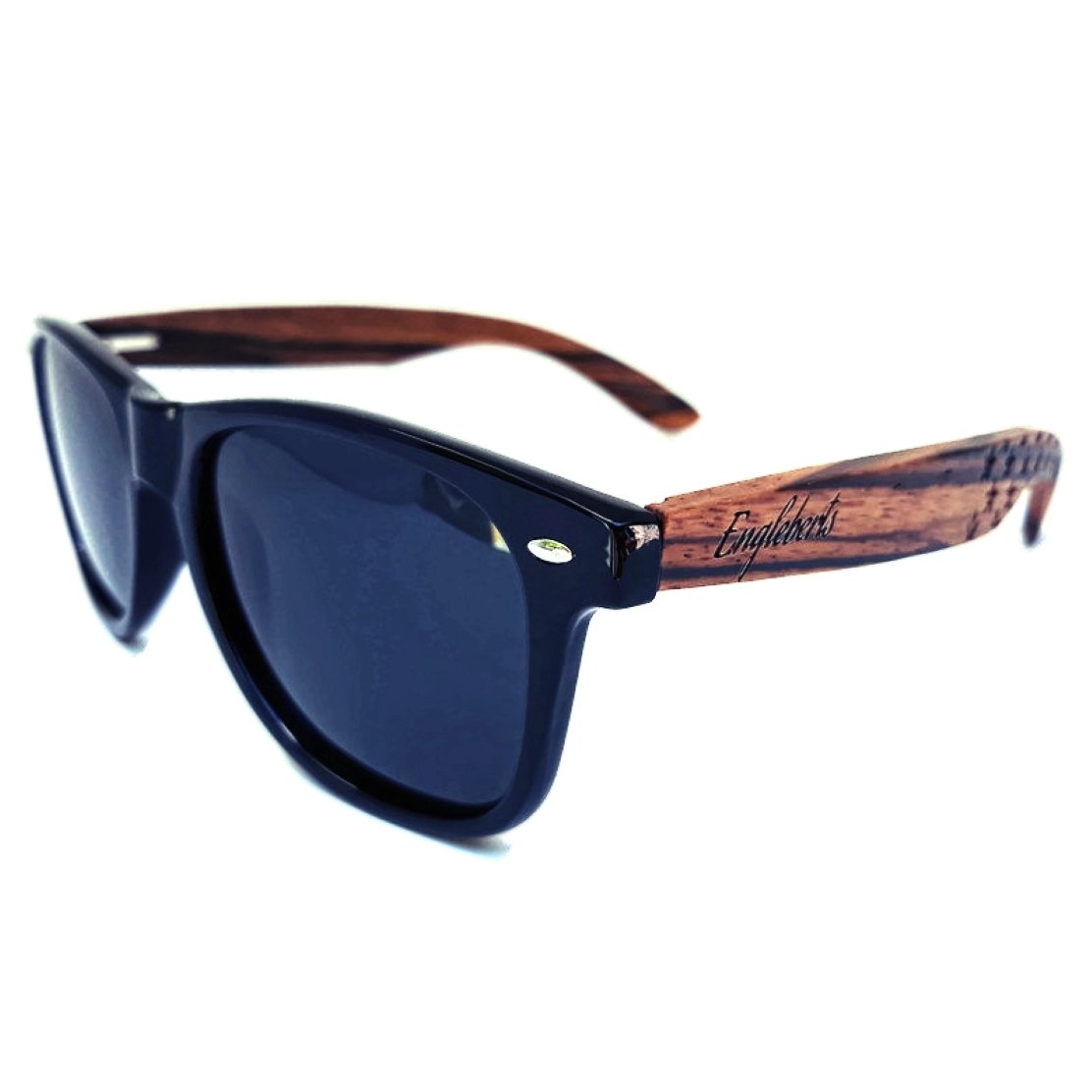 Zebrawood-Sonnenbrille, Stars and Bars mit Holz-Etui, polarisiert